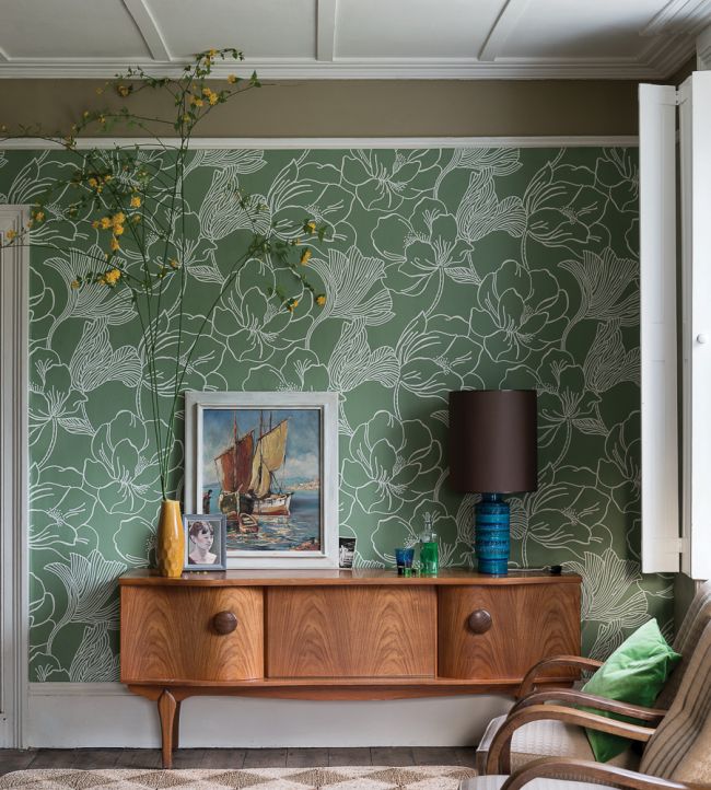 Helleborus Wallpaper - Green - 5606 - Farrow & Ball
