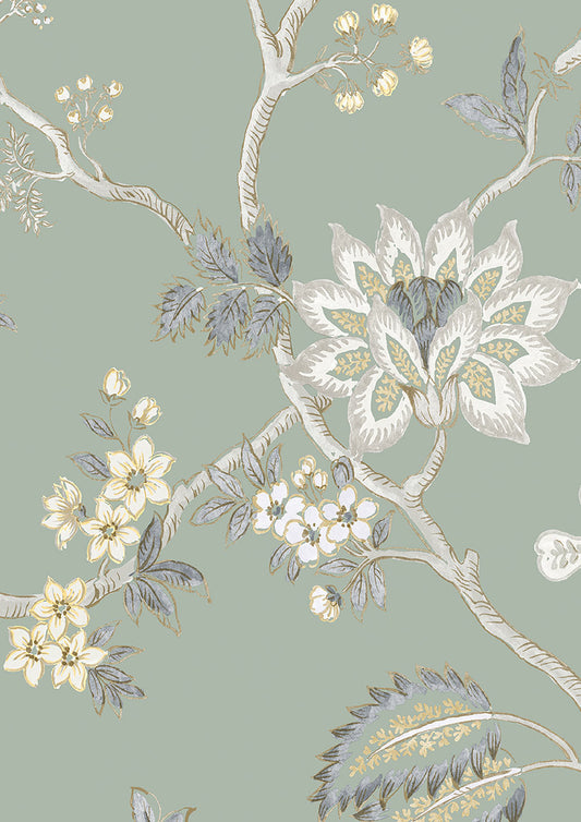 Indienne Wallpaper - Green Glaze - Lewis & Wood