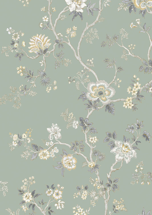 Indienne Wallpaper - Green Glaze - Lewis & Wood