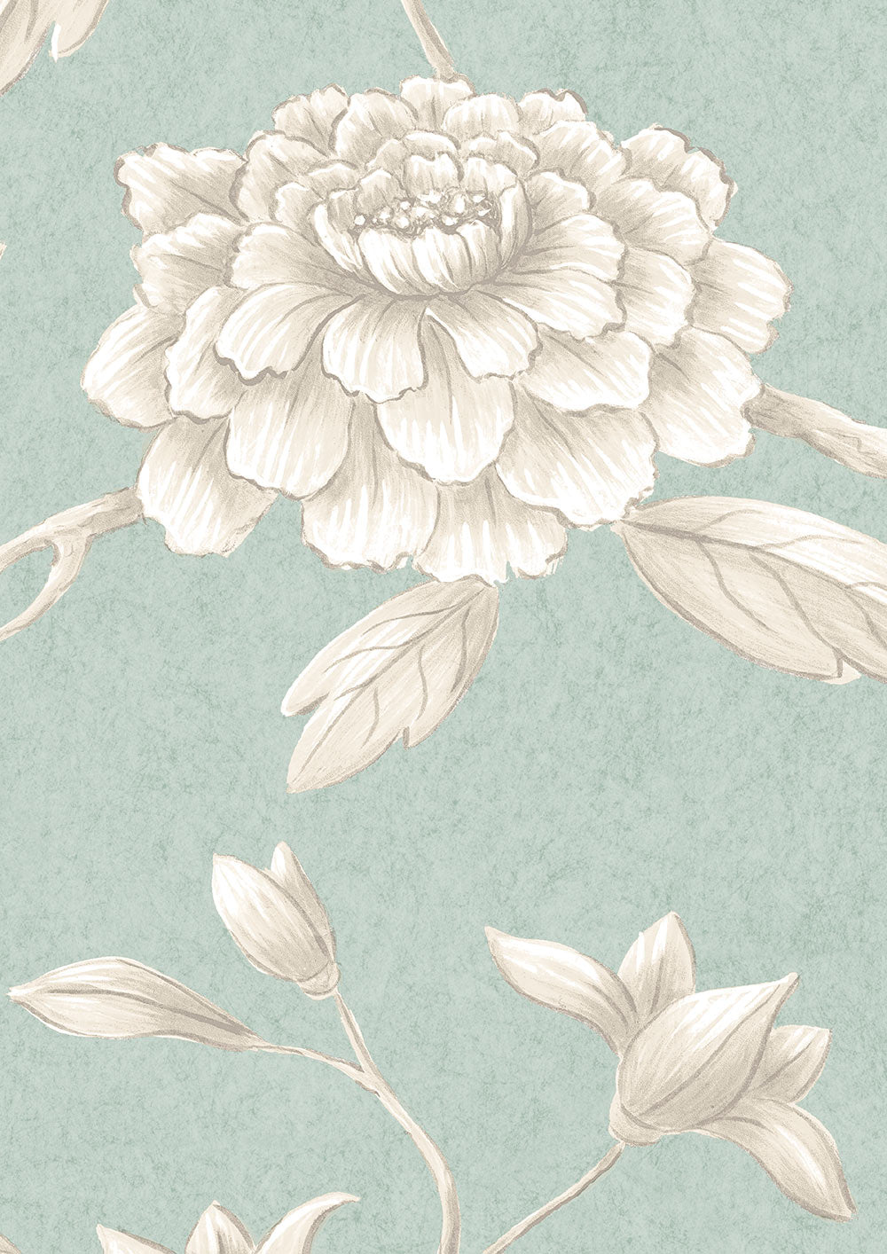 Jasper Peony Wallpaper - Green Glaze - Lewis & Wood