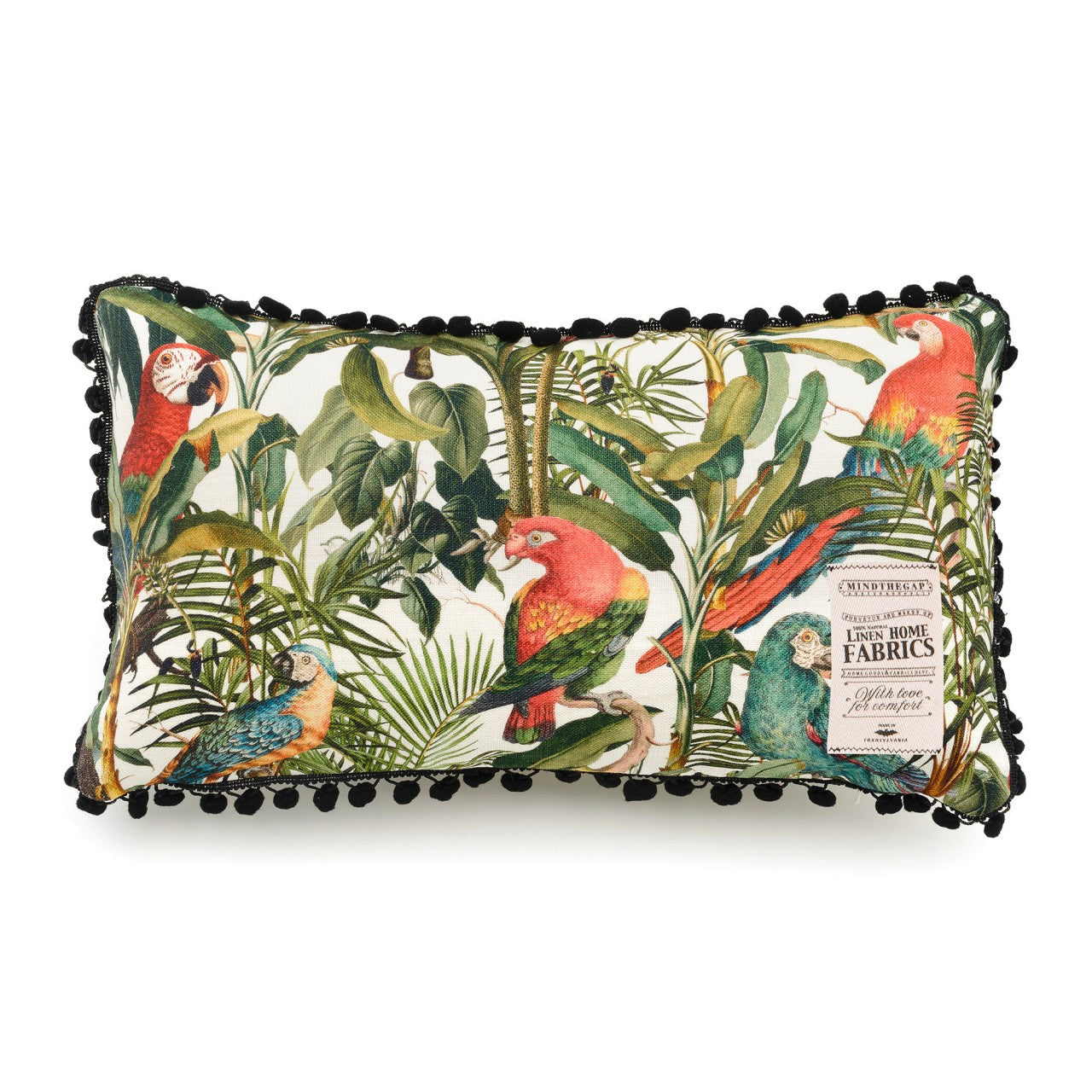 PARROTS OF BRASIL Linen Cushion - Green