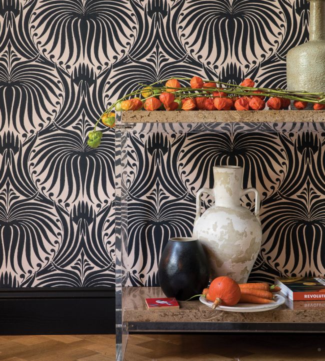 Lotus Wallpaper - Black - 2063 - Farrow & Ball