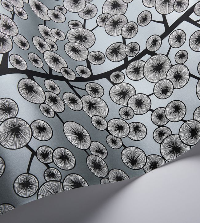 Cotton Tree Metallic Room Wallpaper - Silver
