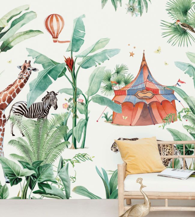 Jungle Circus Room Mural - Green