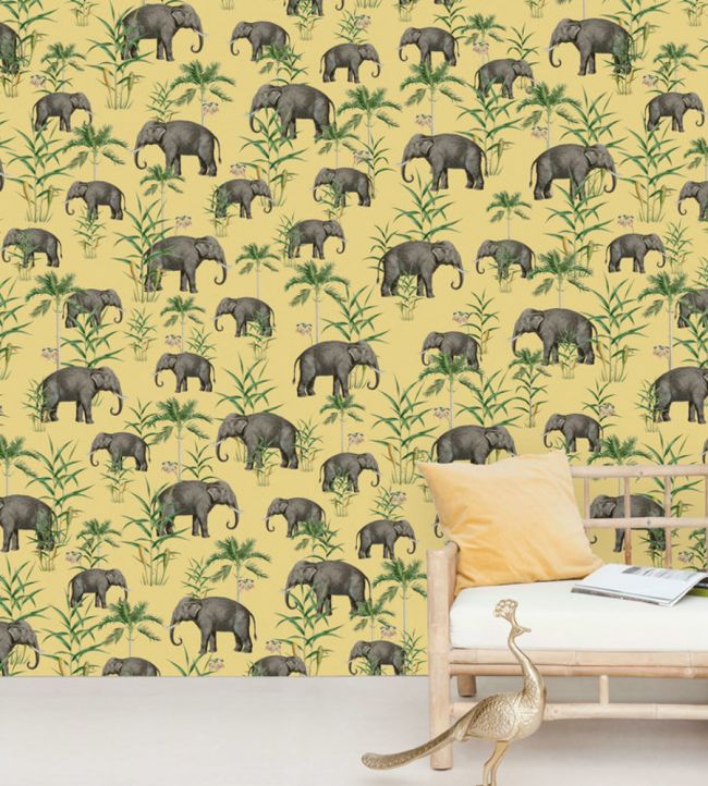 Oscar The Elephant Room Mural - Yellow