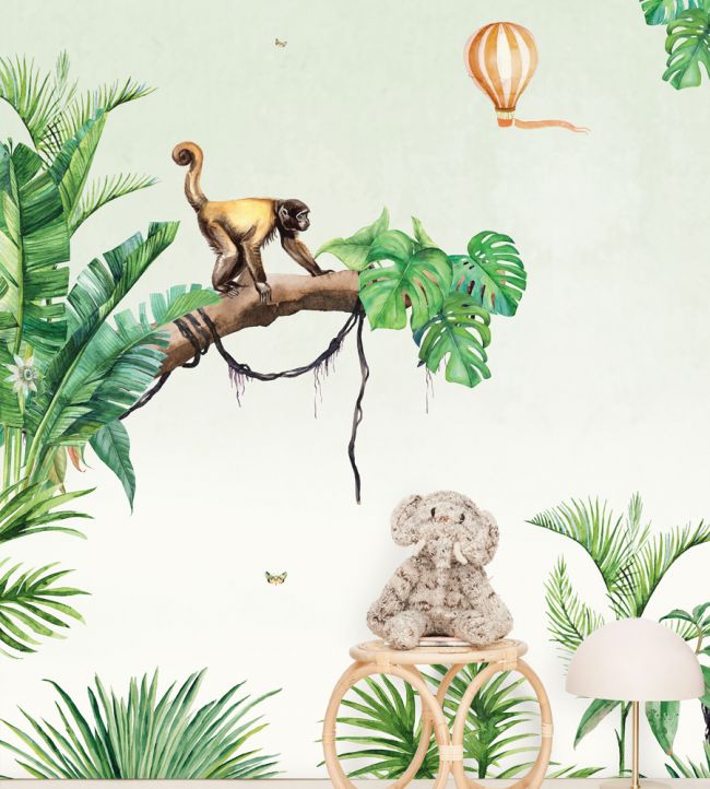 Monkey Jungle Room Mural - Green