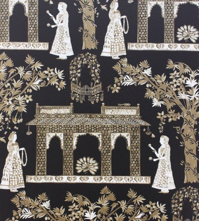 NCW4272-04 - Pavilion Garden Wallpaper - Brown/Gold - Nina Campbell
