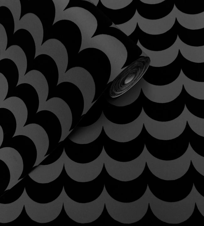 Scoop Flock Room Wallpaper 3 - Black