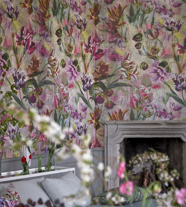Tulipa Stellata Wallpaper - Fuchsia - PDG1037/01 - Designers Guild
