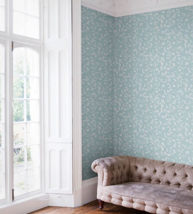 Uppark Wallpaper - Blue - 553 - Farrow & Ball