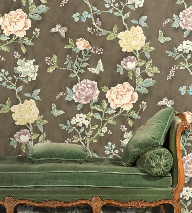 Pivoine Room Wallpaper - Brown