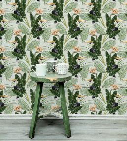 Birds of Paradise Room Wallpaper - Green