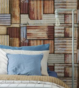 Rusty Tin Room Wallpaper - Brown
