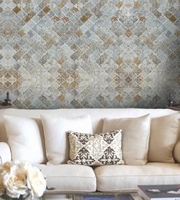 Morocco Tiles Room Wallpaper - Silver