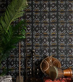 Bamana Room Wallpaper - Black