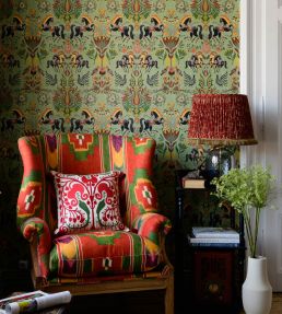 The Folk Parade Room Wallpaper - Green