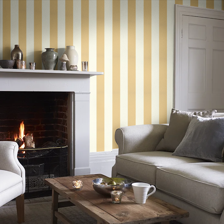 0231BSYELLO - Broad Stripe Wallpaper - Yellow Pink - Little Greene