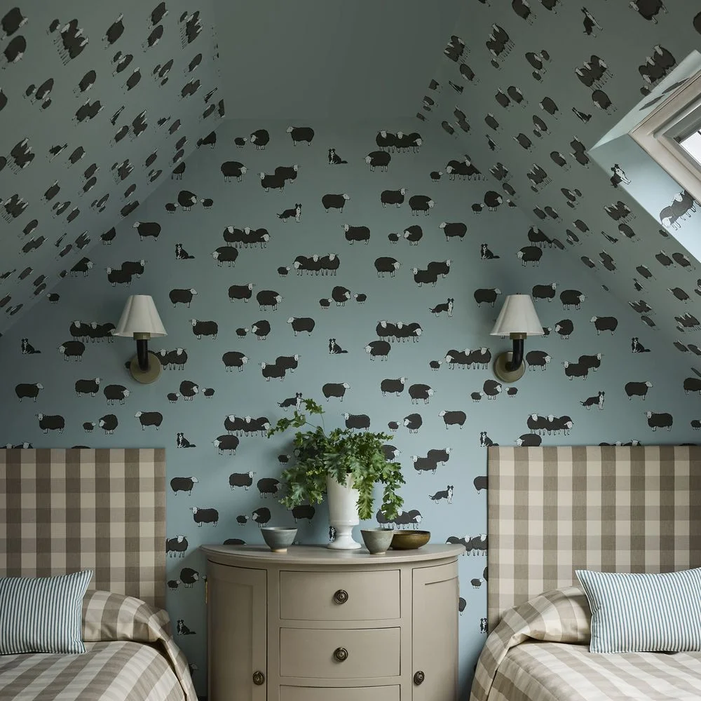 0231NICELES - Nip & Lassie Wallpaper - Celestial Blue - Little Greene