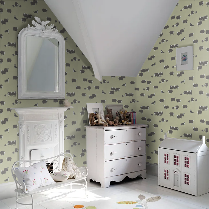 0231NIKITCH - Nip & Lassie Wallpaper - Kitchen Green - Little Greene
