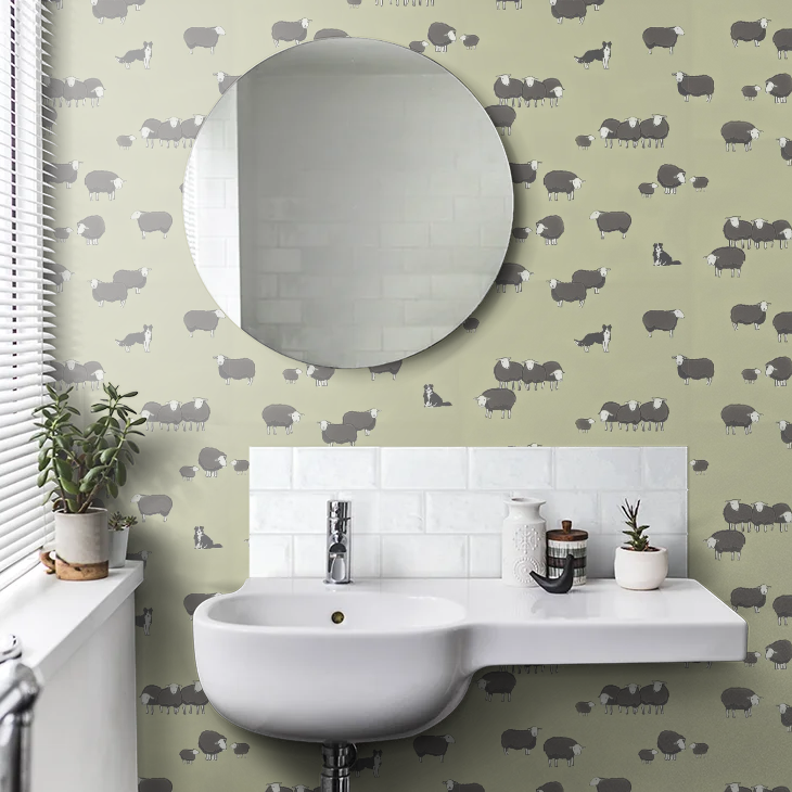 0231NIKITCH - Nip & Lassie Wallpaper - Kitchen Green - Little Greene