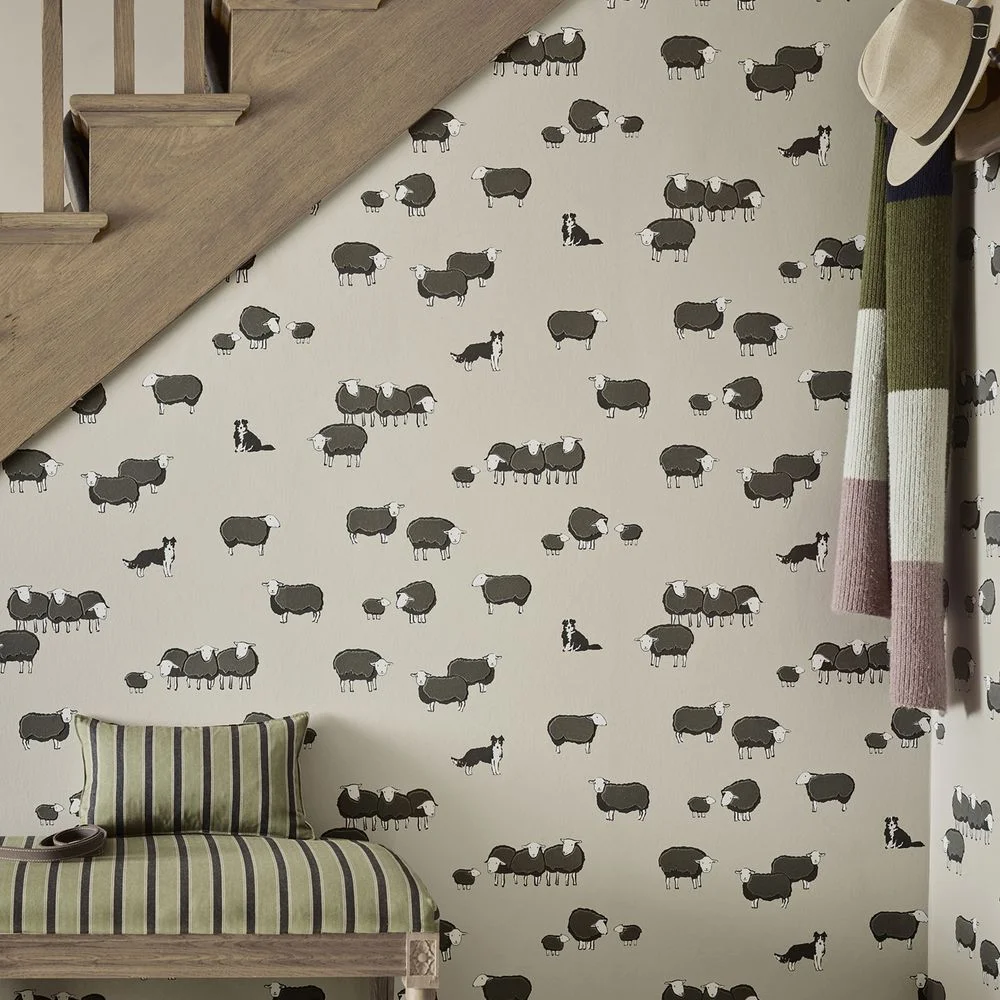 0231NISLAKE - Nip & Lassie Wallpaper - Slaked Lime Dark - Little Greene