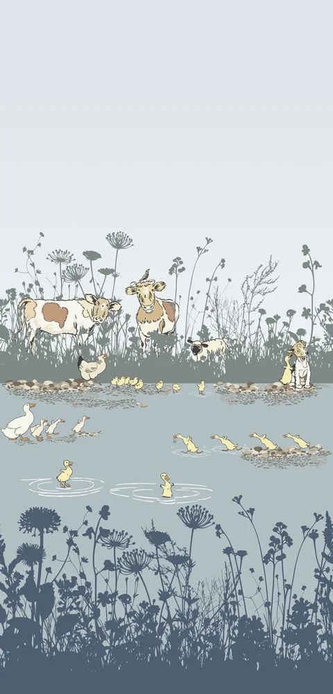 0231RIMOOZZ - Riverside Capers Wallpaper Mural - Moo - Little Greene