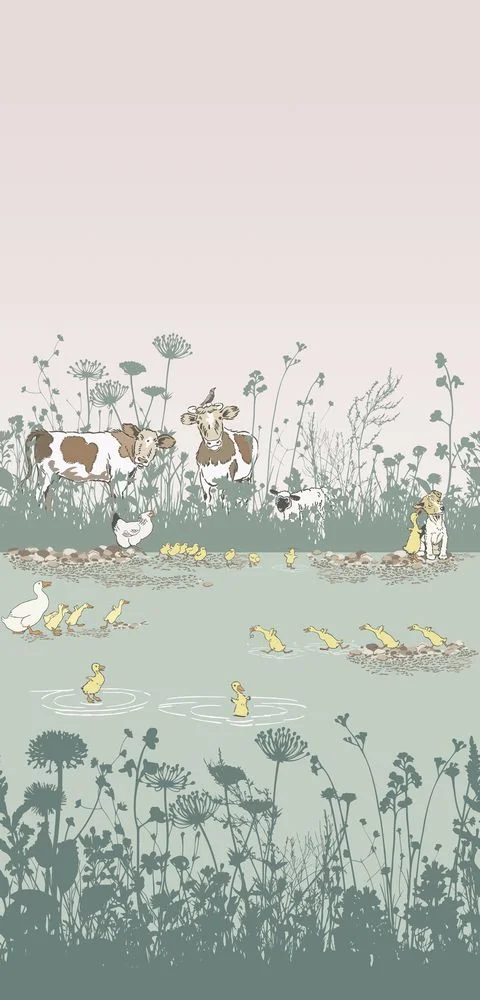 0231RIQUACK - Riverside Capers Wallpaper Mural - Quack - Little Greene