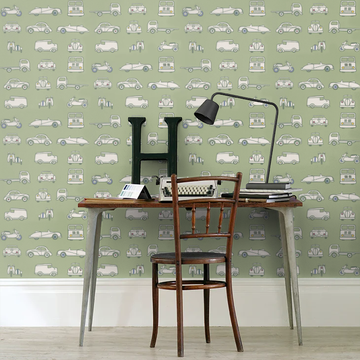 0231RTPEAGR - Road Trip Wallpaper - Pea Green - Little Greene