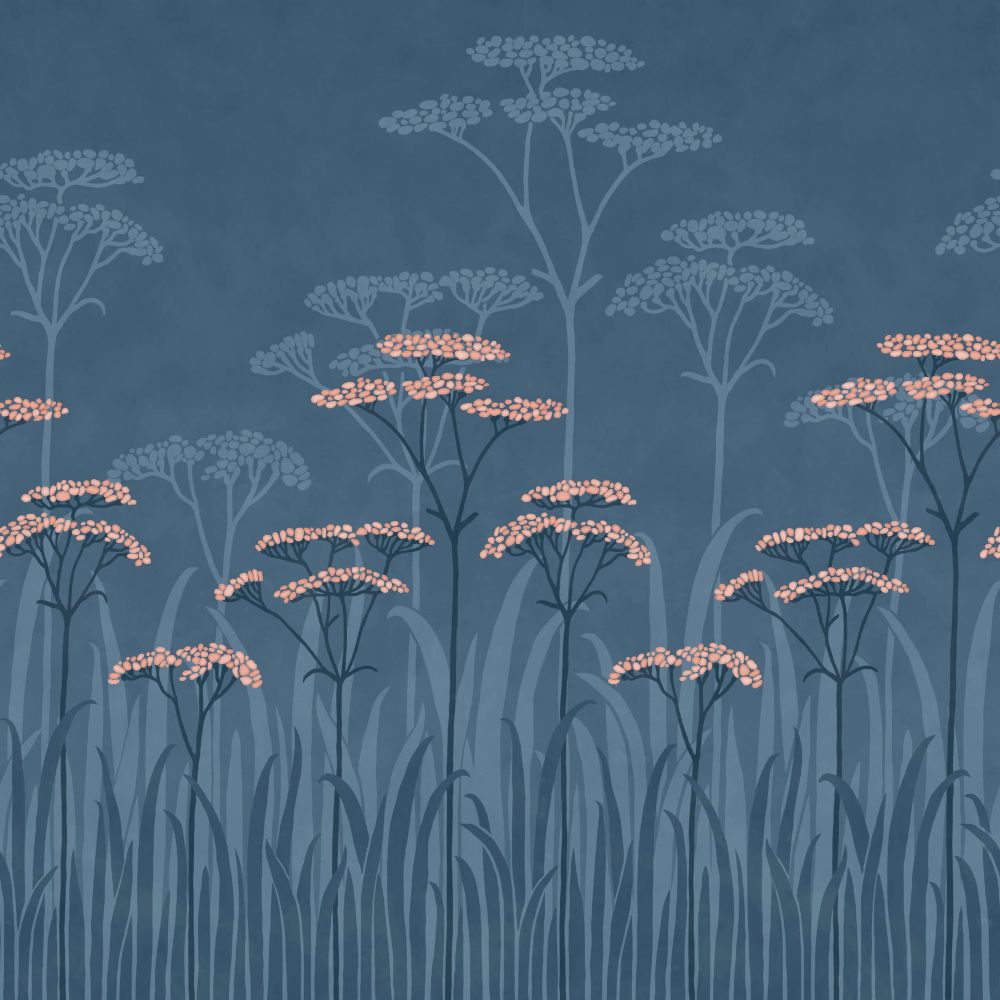 0245ACNIGHT - Achillea Wallpaper Mural - Nighttide - Little Greene