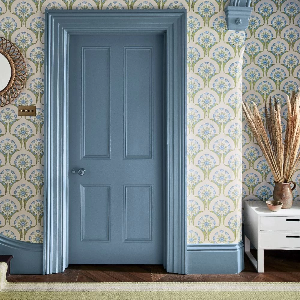 0245HEBLUEP - Hencroft Wallpaper - Blue Primula - Little Greene