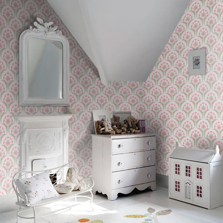 0245HEPINKP - Hencroft Wallpaper - Pink Primula - Little Greene