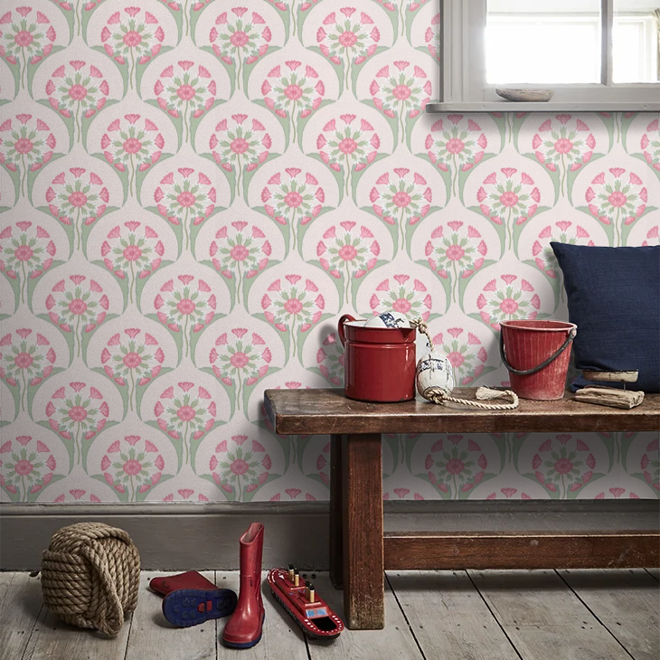 0245HEPINKP - Hencroft Wallpaper - Pink Primula - Little Greene