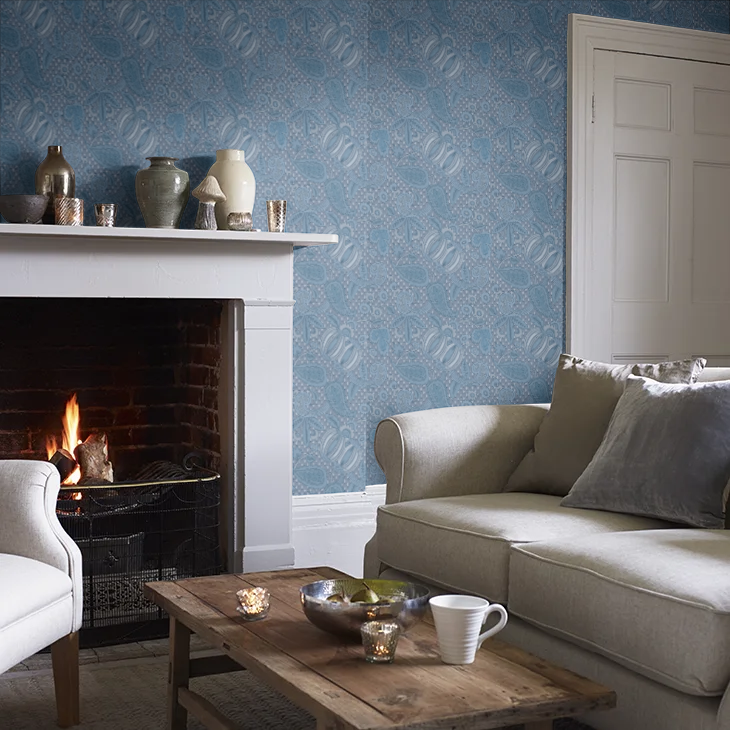 0245POBLUES - Pomegranate Wallpaper - Blue Scale - Little Greene