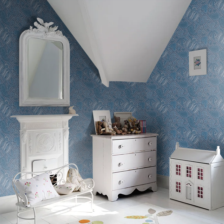 0245POBLUES - Pomegranate Wallpaper - Blue Scale - Little Greene