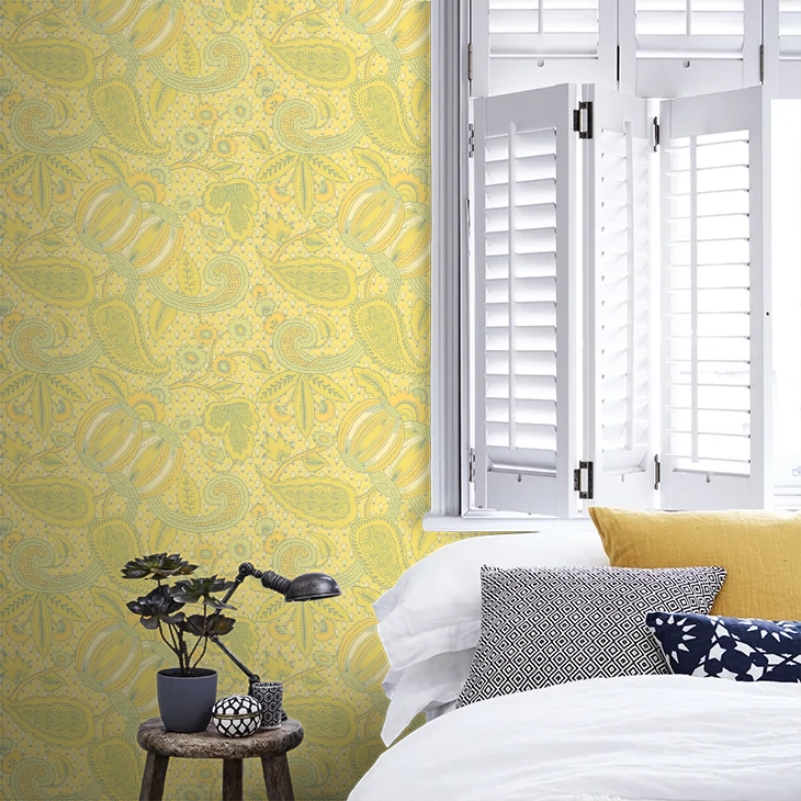 0245POCITRO - Pomegranate Wallpaper - Citron - Little Greene