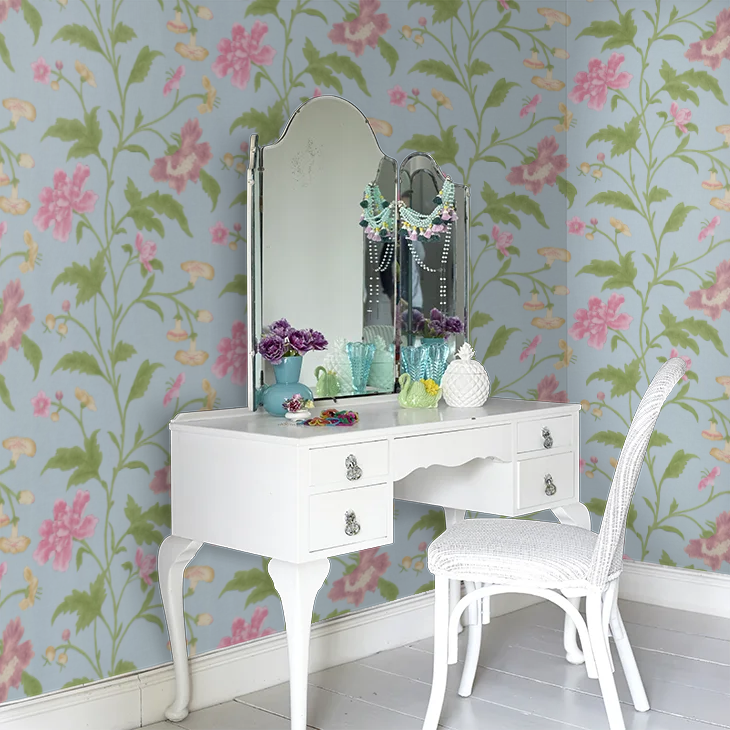 0247CHBLUEL - China Rose Wallpaper - China Blue - Little Greene