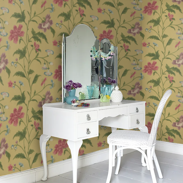 0247CHEMERA - China Rose Wallpaper - Yellow Gold - Little Greene