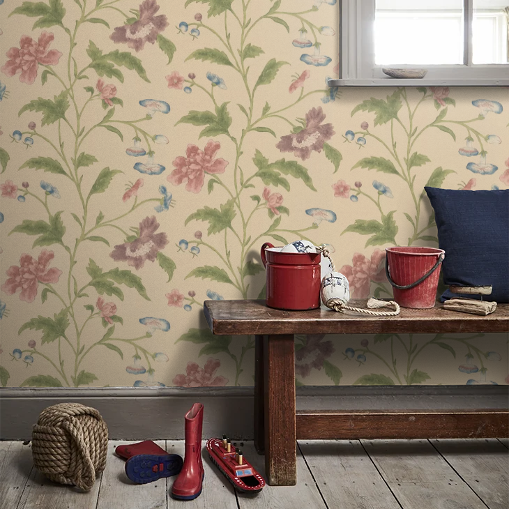 0247CHSAGEZ - China Rose Wallpaper - Cream - Little Greene
