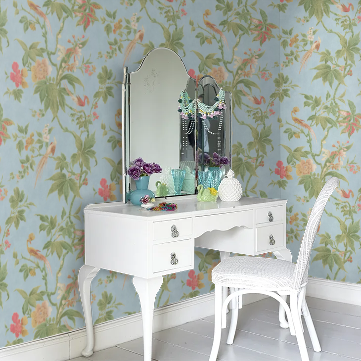 0247PABLUEZ - Paradise Wallpaper - Sky Blue - Little Greene