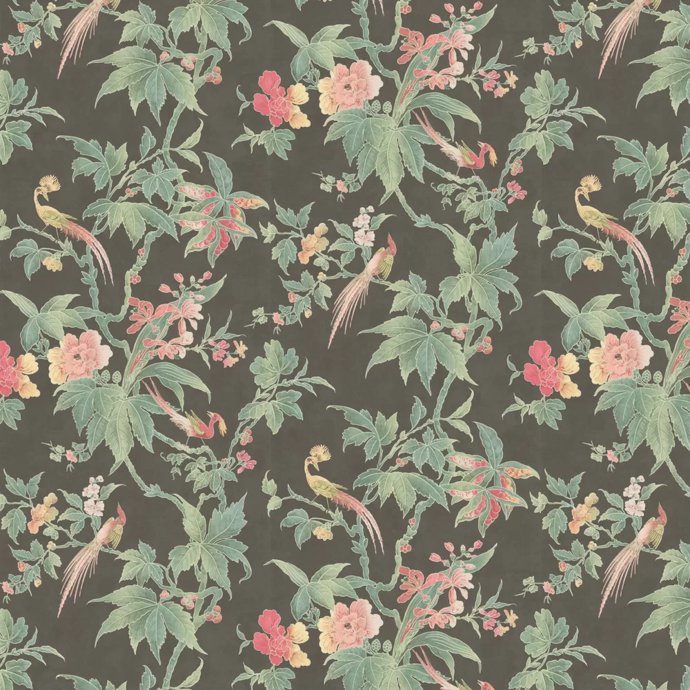 0247PANIGHT - Paradise Wallpaper - Ebony - Little Greene