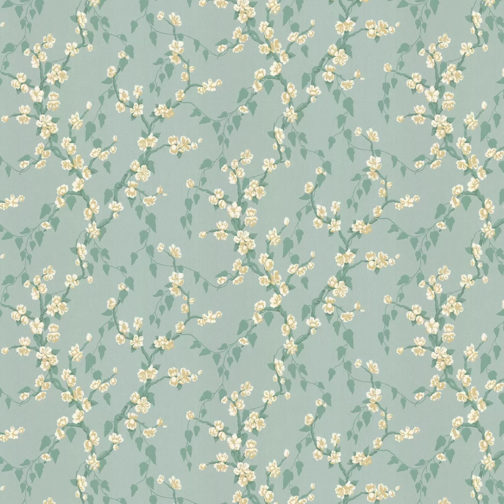 0247SAAQUAL - Sakura Wallpaper - Aqua - Little Greene