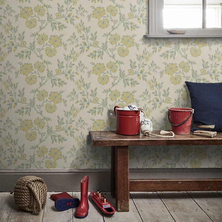 0247STHIGHL - Stitch Wallpaper - Green - Little Greene