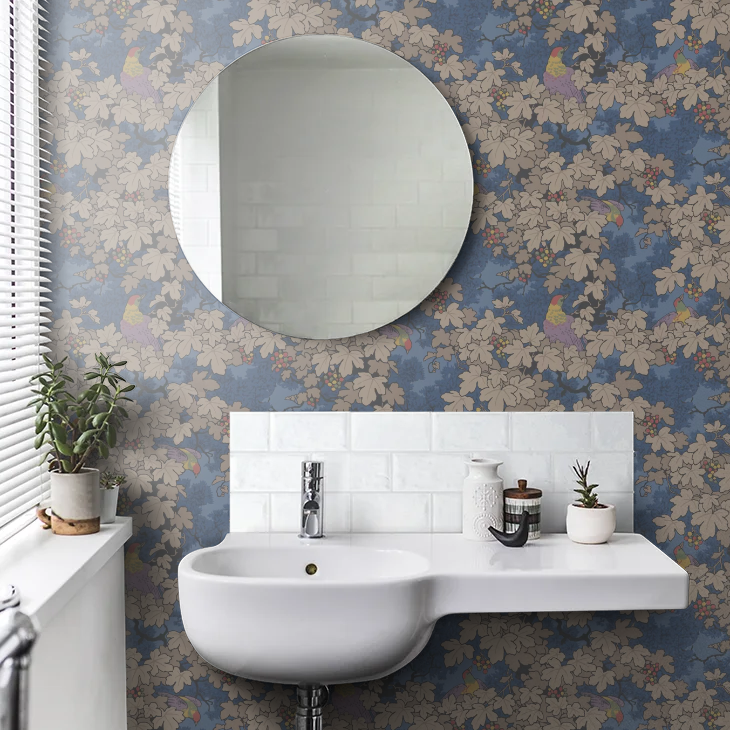 0247VIBLEUZ - Vine Wallpaper - Blue - Little Greene