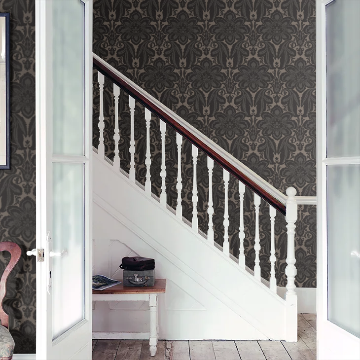 0251ALCHARC - Albemarle St Wallpaper - Charcoal - Little Greene