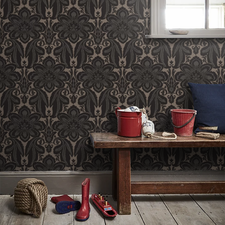 0251ALCHARC - Albemarle St Wallpaper - Charcoal - Little Greene