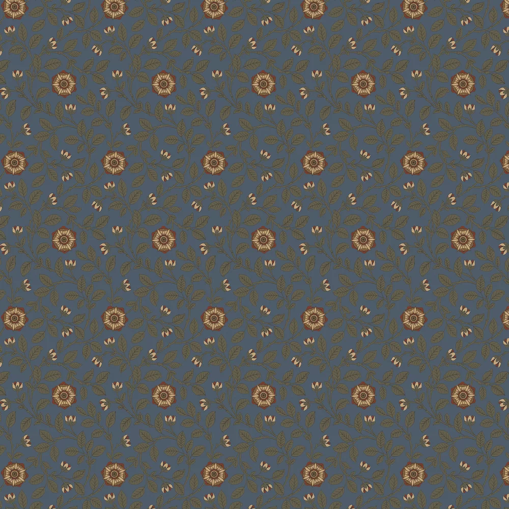 0251RGREVIB - Richmond Green Wallpaper - Revival Blue - Little Greene