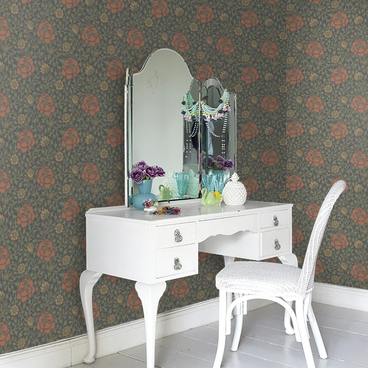 0256LWASHZZ - Lansdowne Walk Wallpaper - Ash - Little Greene