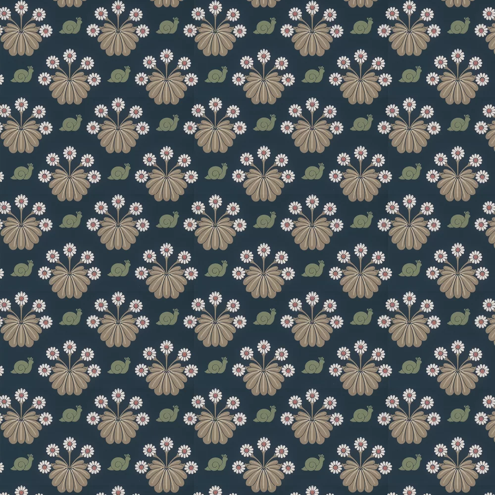 0260BUDARKZ - Burges Snail Wallpaper - Dark Blue - Little Greene