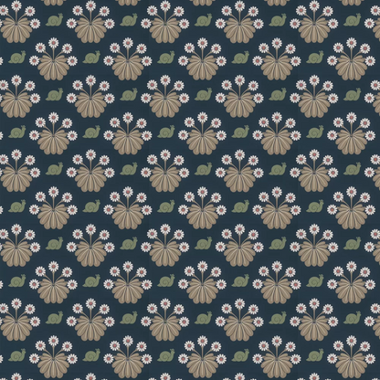 0260BUDARKZ - Burges Snail Wallpaper - Dark Blue - Little Greene