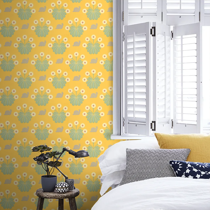0260BULEMON - Burges Snail Wallpaper - Lemon - Little Greene